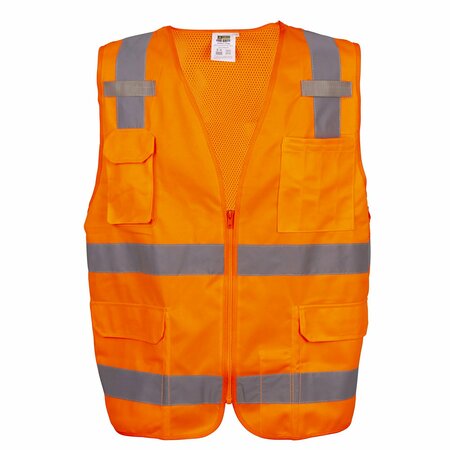 CORDOVA COR-BRITE Surveyor Vests, Orange, Solid Front Fabric & Polyester Mesh Back, 2XL VS2802XL